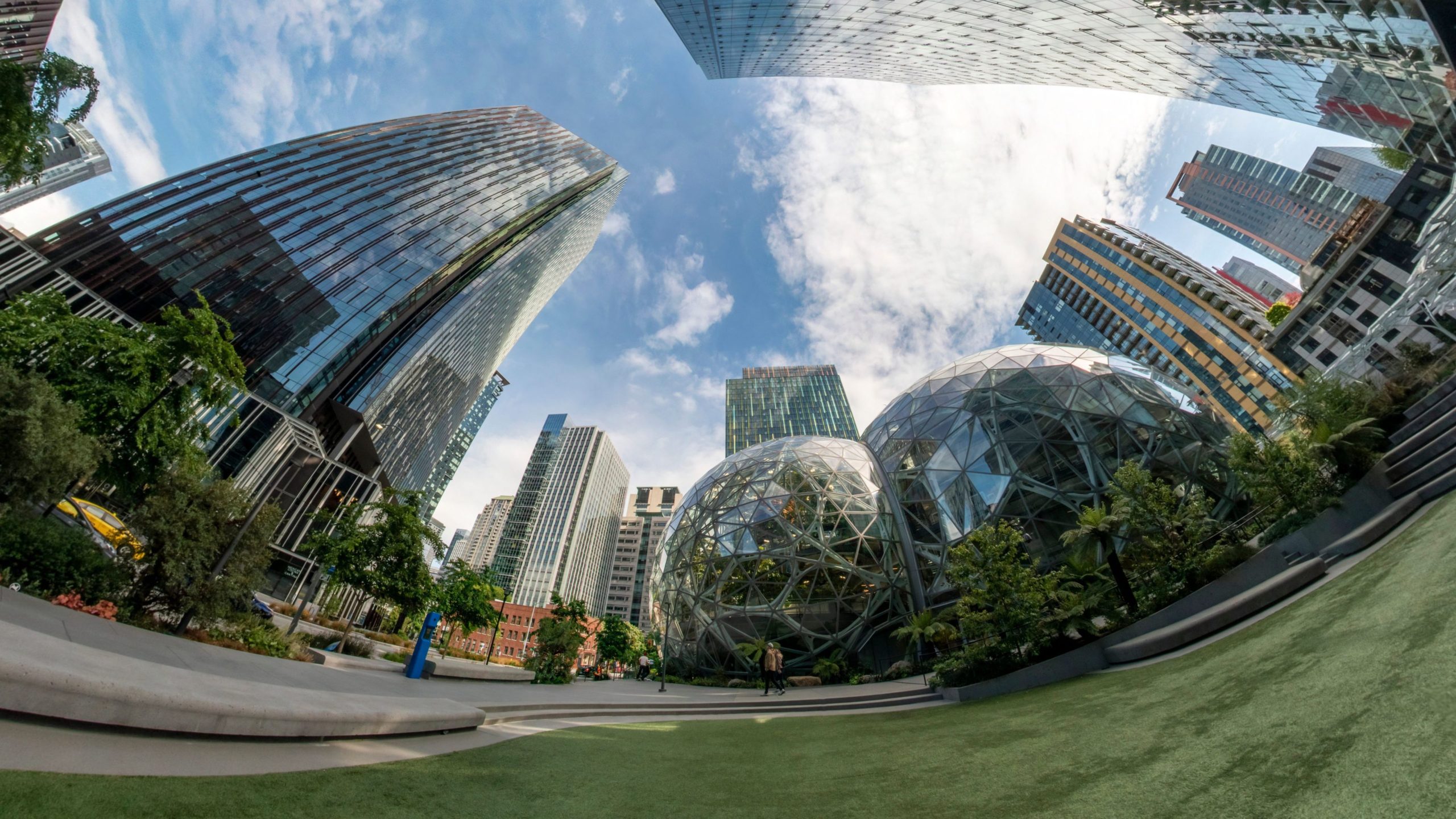 360° Photo. The Spheres are a place where employees can think and work differently surrounded by plants.